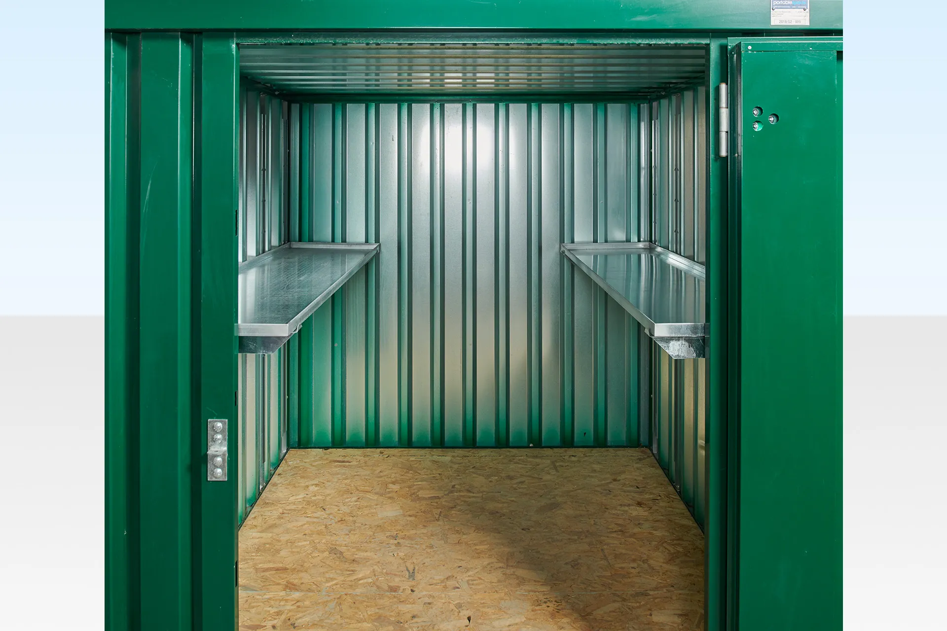 2m Flat Pack Container Shelving Bundle – Both Sides & Rear (Single Tier)