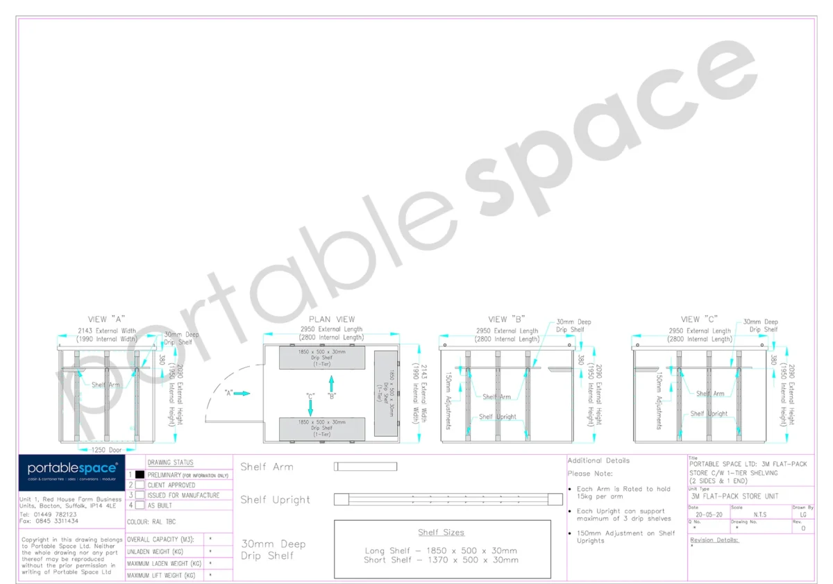 3m Flat Pack Container Shelving Bundle – Both Sides & Rear (Single Tier) - Image 2
