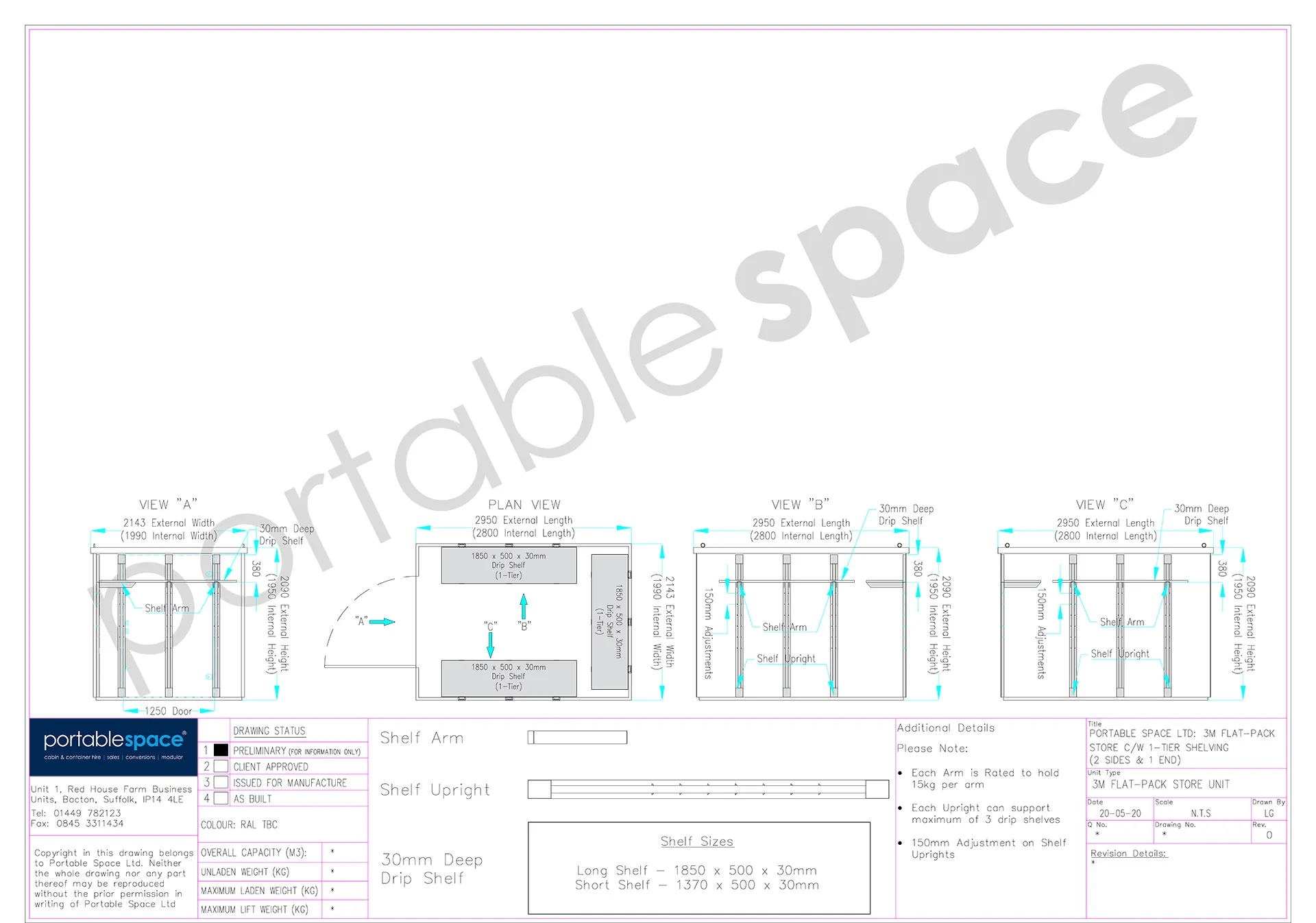 3m Flat Pack Container Shelving Bundle – Both Sides & Rear (Single Tier) - Image 2