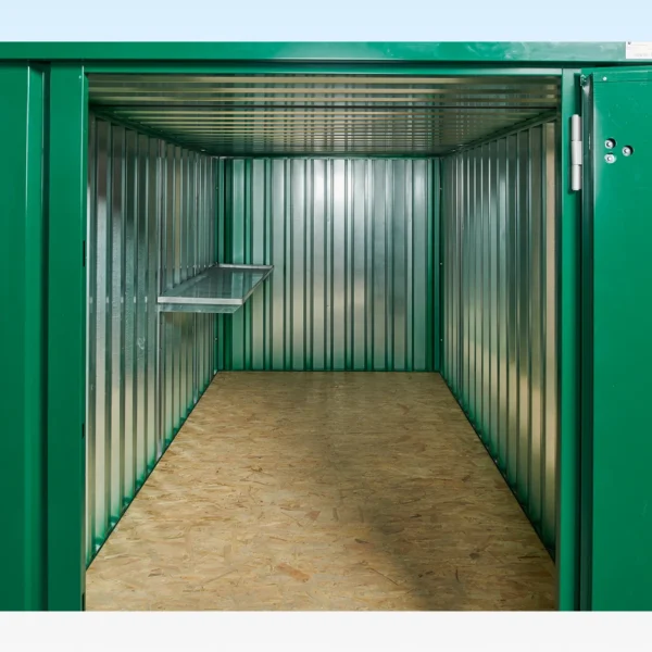 1269-4m-flat-pack-shelving-half-length.webp 4m Flat Pack Container Shelving Bundle – Part Length (Single Tier)
