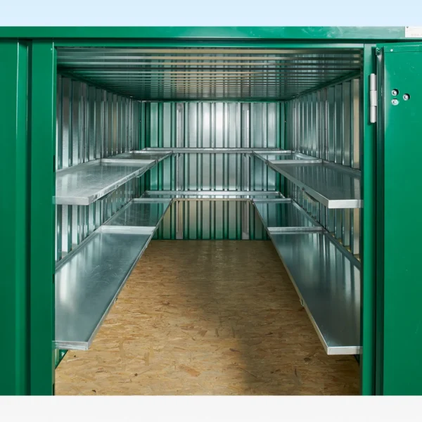 1272-41.webp 4m Flat Pack Container Shelving Bundle – Both Sides & Rear (Two Tier)