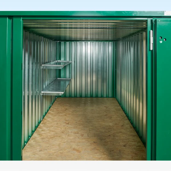 1273-4m-flat-pack-shelving-half-length-2tier.webp 2m Flat Pack Container Shelving Bundle – Both Sides (Single Tier)