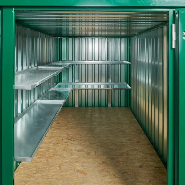 1281-SALE-4M-FLAT-PACK-SHELVING-SIDE-AND-REAR-2-TIER.webp 4m Flat Pack Container Shelving Bundle – One Side & Rear (Two Tier)