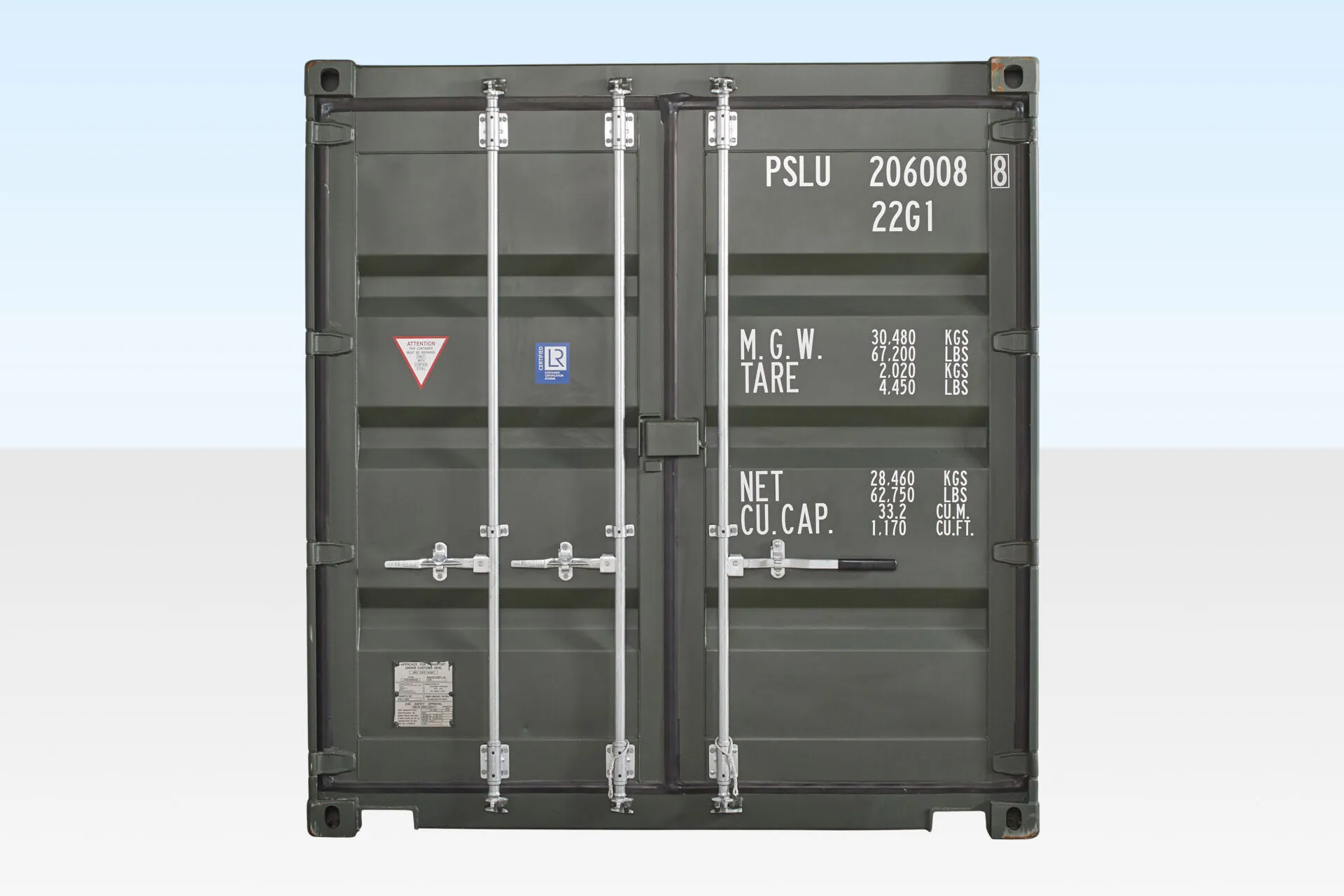 20ft Shipping Container (One Trip) Dark Green (RAL 6007) - Image 4