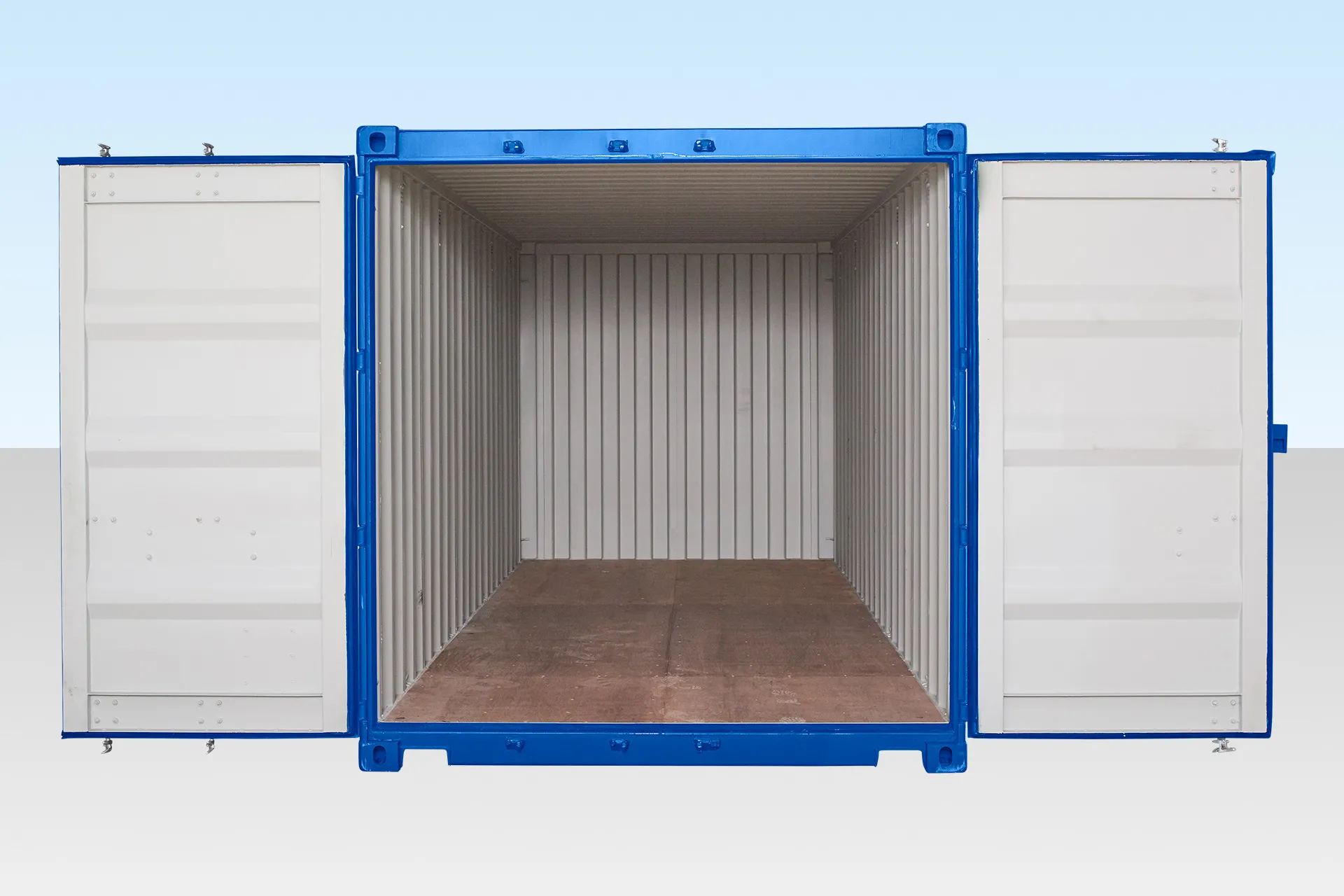 20ft Self Storage Container with Bamboo Floor – Blue (RAL 5010) - Image 2