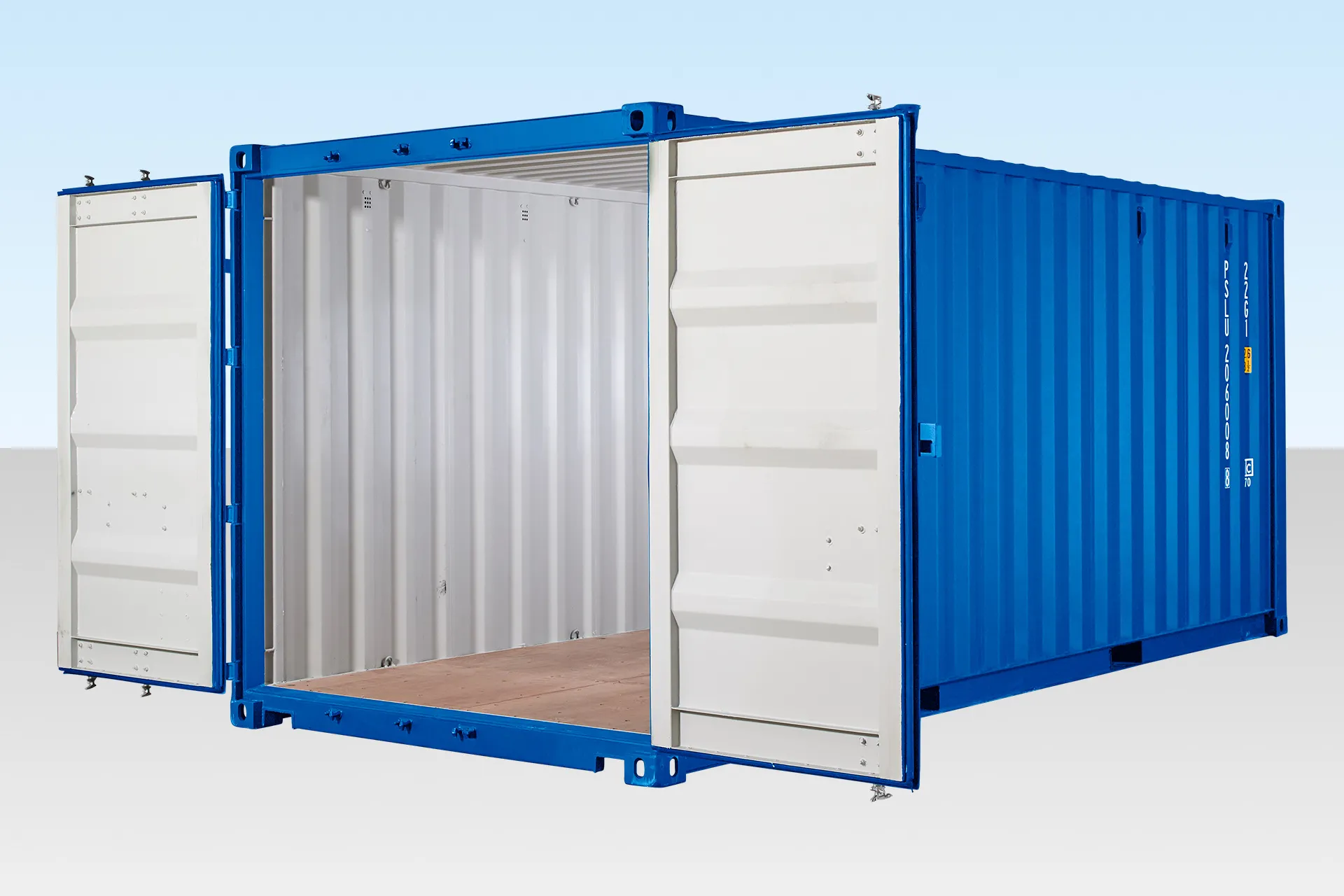 20ft Self Storage Container with Bamboo Floor – Blue (RAL 5010) - Image 3