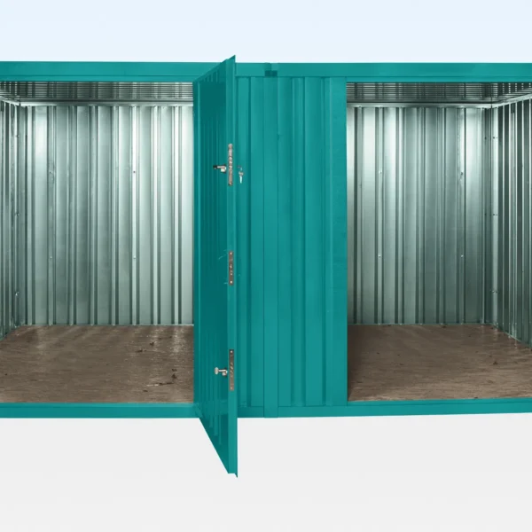 9-QF975-6m-side-linked-open__5 3m x 4.2m Side Linked Flat Pack Container Bundle – Custom Colour