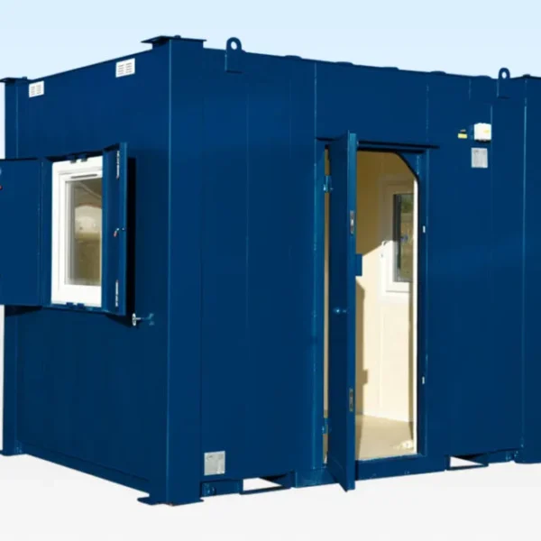 901-security-hut-sale-ral5013-960×640 3 Window Security Gatehouse for Sale