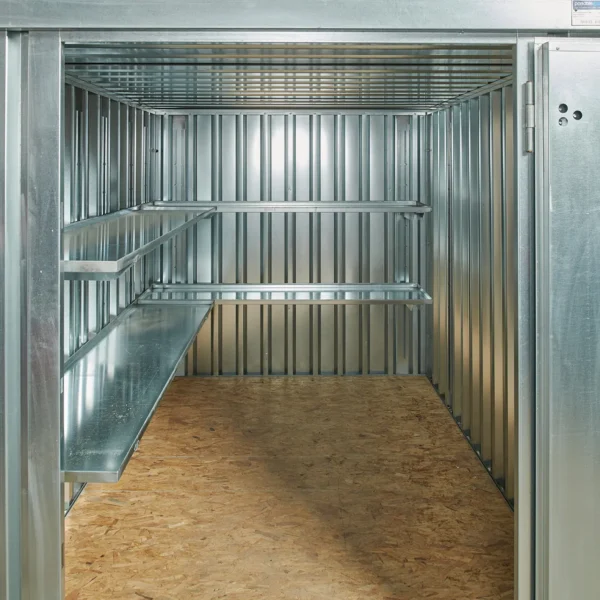 QF1279-with-single-shelf-5.webp 3m Flat Pack Container Shelving Bundle – Single Side (Single Tier)