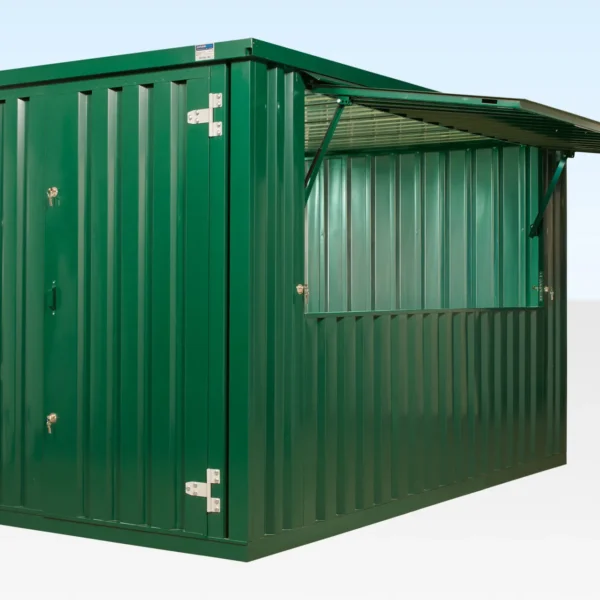 flat-pack-serving-kiosk-with-hatch-opengreen-2.webp 3m XL Flat Pack Kiosk (RAL6005) – Green
